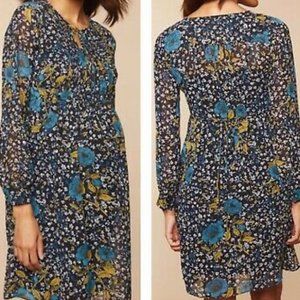 Motherhood Maternity Dress Black Floral Pleated M